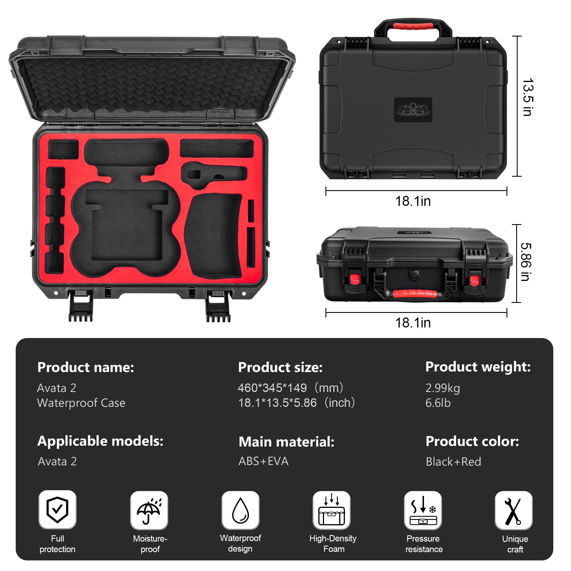 Carrying Hard Case for DJI Ava - Drone Racing Goggles avis et prix