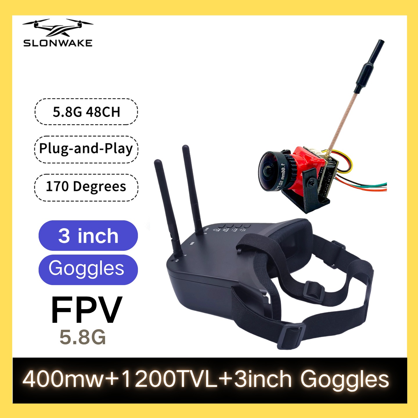 SLONWAKE 5.8G 48CH FPV 400mw V - Drone Racing Receiver avis et prix